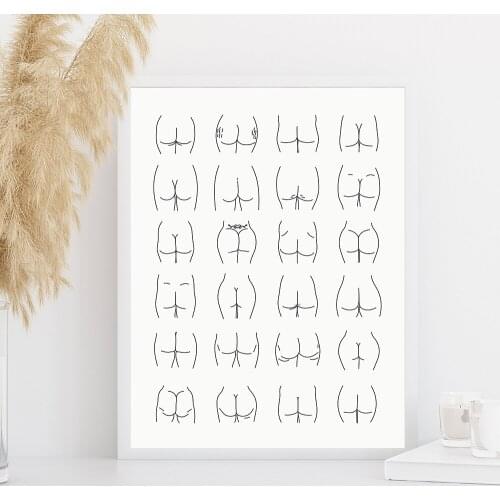 Funny Bathroom Butt Line Drawing Minimalism Canvas Painting Nordic Posters and Prints Wall Paintings for Living Room Decor