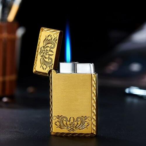 New creative blue flame turbo butane personality lighter square gas minimum jet metal cigarette fittings cigarette
