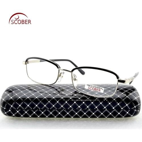 = SCOBER = Fashion Eyebrows Titanium Alloy Reading Glasses Men Women Anti-fatigue Glass lenses +0.75 +1 +1.25 +1.75 +1.5 to +4