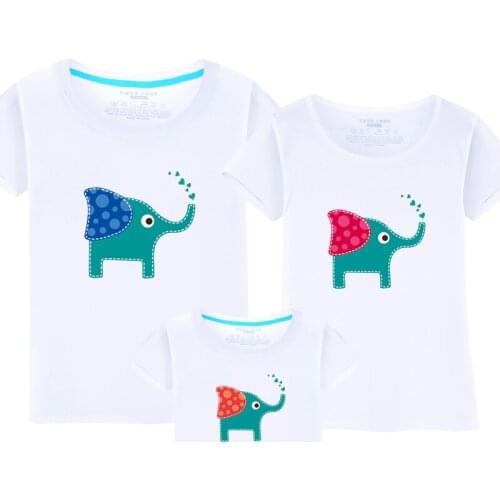 Matching Family Outfits Tees Mother and Daughter Clothes T-Shirt Girls Boys Baby Kid Elephant Fashion T-shirt