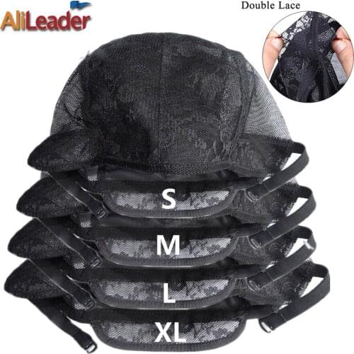 Alileader Wholesale 10Pcs Lace Wig Caps For Making Wigs Bulk Black Brown Wig Cap With Adjustable Straps Weaving Caps Xl L M S