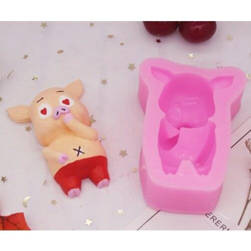 P975 cartoon pig mouth pig mould car air outlet aromatherapy plaster spread stone air clip silicone mold