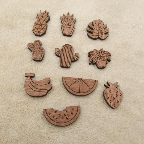 Unfinished Wood Charms Plants Pineapple Monstera Pendant Fruit Cactus Strawberry Watermelon Jewerly Accessory For DIY Protect