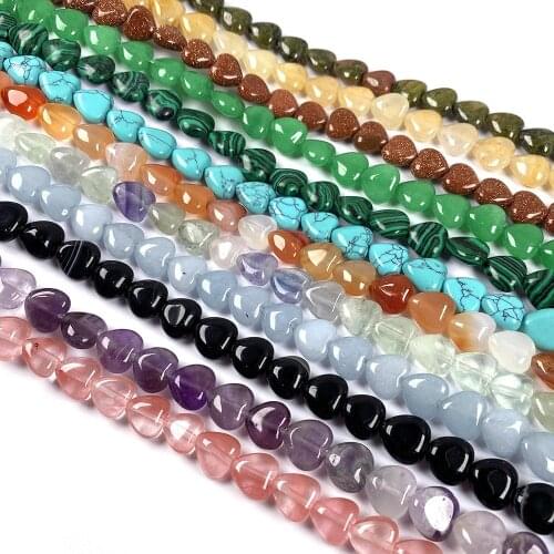 Natural stone Heart shape agates Beaded semi-finished Loose Spacer Beads For jewelry making DIY bracelet necklace accessories