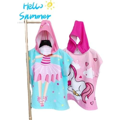 Poncho Towel for Children Microfiber Bathrobe Kids Swimming Beach Surf Poncho with Hood Quick Dry Absorbent Travel Sports Towels