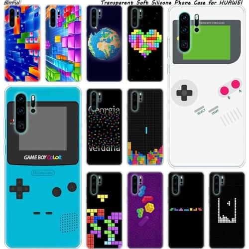 Hot Classic Games Tetris Soft Silicone Phone Case for Huawei P30 P20 Pro P10 P9 P8 Lite 2017 P Smart Z Plus 2019 NOVA 3 3i Cover