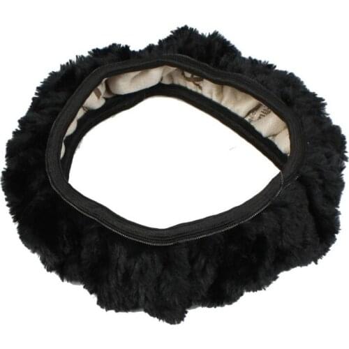 Car Antislip Plush Stretchy Shield Case Steering Wheel Cover Black