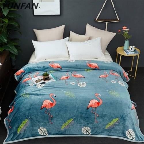 Blue flamingo blankets quilts twin full queen luxury blankets fashion soft Throw Flannel blankets on Bed/car/sofa kids blankets