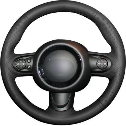 Hand-stitched Black PU Faux Leather Car Steering Wheel Cover for Mini(Hatchback/Mini R56/R57) Clubman Clubvan Convertible