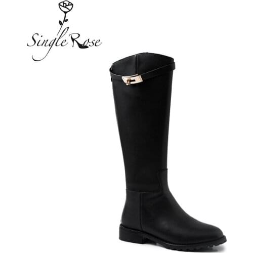Single Rose Genuine Leather Black Women Mid Calf Boots Winter Wool High Heel Boots Warm Snow Boot Women Shoes Footwear XZ34