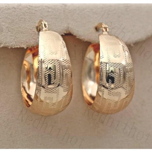 Luxurious Trendy Hoop Earrings for Women Gold Filled Convex Women Pageant Earrings Fashion Jewelry Wedding accessories Gift