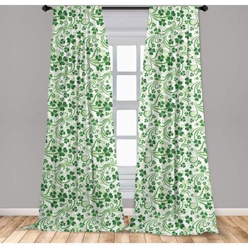 Shamrock Curtain Lucky Celtic Clovers Swirls Monochrome Irish Design St Patricks Day Window Treatment Living Room Bedroom