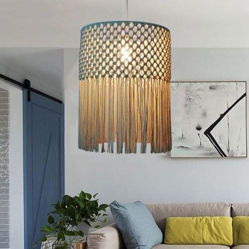 Bohemian Modern Chandelier Cotton Rope Lampshade Creative Space Diy Personality Creative Lighting Art Chandelier Hand Woven Lamp