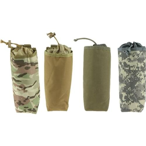 Tactical Military MOLLE Water Bottle Pouch, Drawstring Open Top Travel Water Bottle Bag