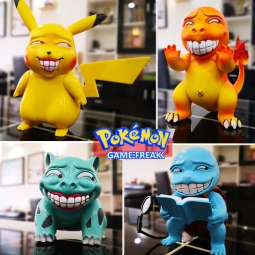 10-15cm Pokemon Funny Game Freak Pikachu Bulbasaur Charmander Squirtle PVC Anime Action Figure Model Doll Toys Children Gift