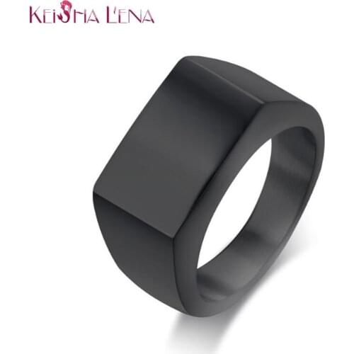 Anel Punk Men Ring Square Big Width Signet Rings Fashion Male Black Finger Ring Stainless Steel Jewelry