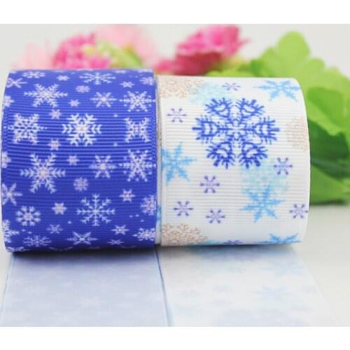 10 Yards Snowflake Printed Grosgrain Ribbon Diy Headwear Ribbon and Bow Garment Accessories16mm 22mm 25mm 38mm 57mm 75mm