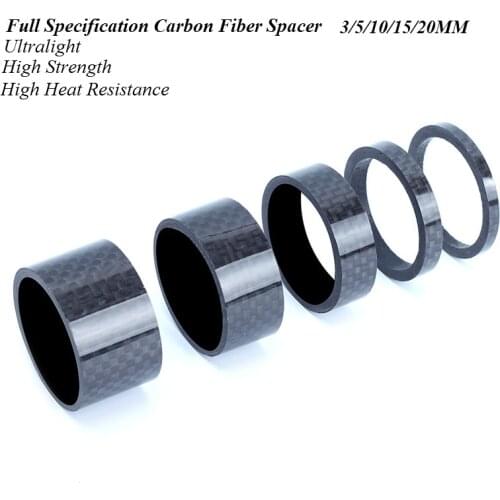 28.6mm 5pcs 1 1/8" 3mm 5mm 10mm 15mm 20mm 5 Shape Carbon Fiber Washer Bike Bicycle Headset Stem Spacers Kit For Bike Fix Refit
