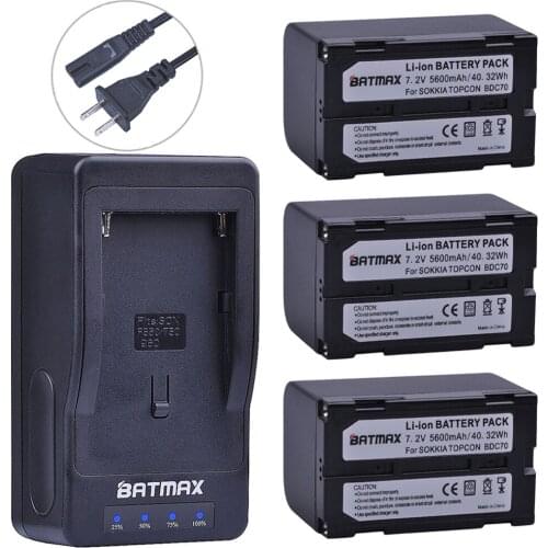 3Pc BDC70 Batteries +Rapid Digital Charger for Topcon Sokkia Total Stations, Robotic Total Stations and GNSS Receivers