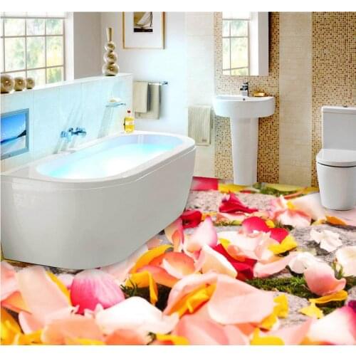 3D Wallpaper Mural Decor Photo Backdrop Flower Petals, Bathroom Floor Tiles, Decorative Painting Self-adhesive PVC Wallpaper