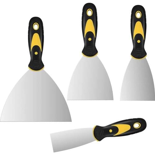 4 Wallpaper scraper, paint scraper, putty scraper, plastering filling scraper, knife tool with plastic handle, cleaning scraper