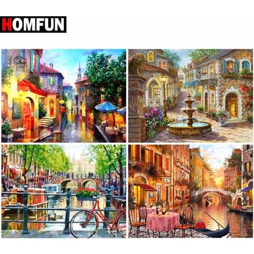 HOMFUN Full Square/Round Drill 5D DIY Diamond Painting "Street landscape map" Embroidery Cross Stitch 5D Home Decor Gift
