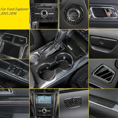 For Ford Explorer 2013-2019 Car Accessories Carbon Fiber Interior Trim Gear Panel Navigation Outlet Center Console Stickers 5D