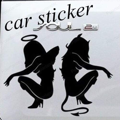 Free shipping Beauty Sexy Angel and devil stickers 20*15cm waterproof top sale Angels and Demons Reflective car stickers