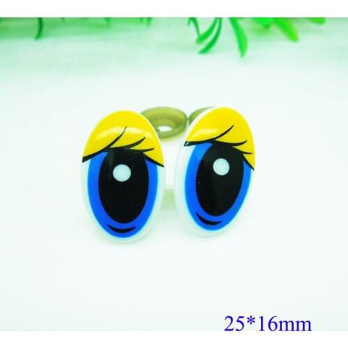 25*16mm Oval Safety Eyes Yellow/Blue Color Plastic Doll eyes Handmade Accessories For Bear Doll Animal Puppet Making - 100pcs