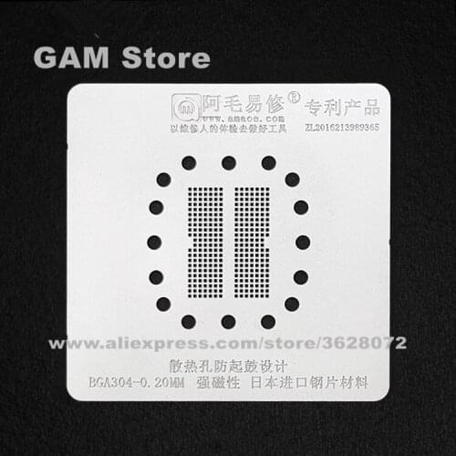 BGA304 BGA Stencil Reballing IC Pin Solder Tin Plant Net Amaoe Square Hole Heating Template Reworking Stencil