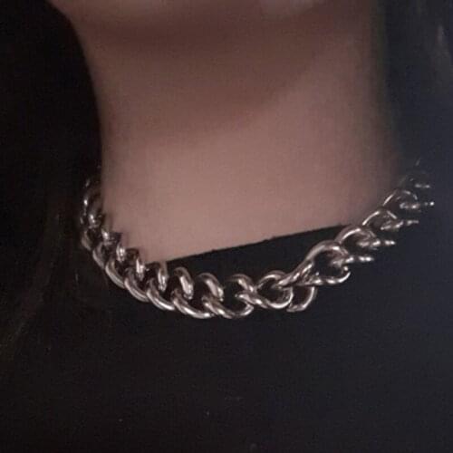 Women Men Punk Gothic Rock O Pendant Necklace Metal Round Metal Link Chains Choker Collar Necklace Fashion Jewelry