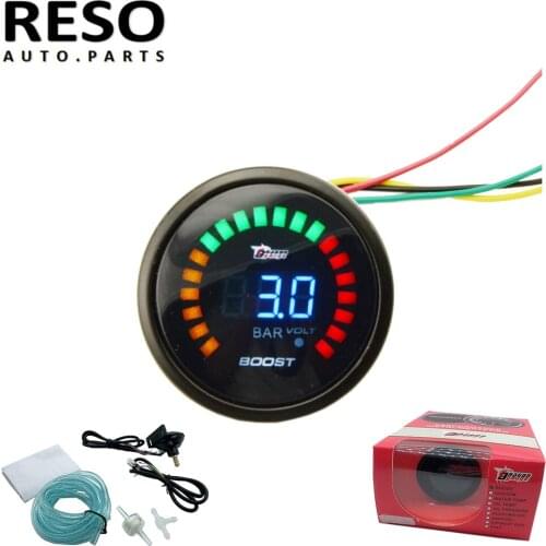 RESO-Black Digital Boost Gauge 52mm -1-3 Bar With Sensor Pressure Turbo Meter 2" Turbo boost Gauge