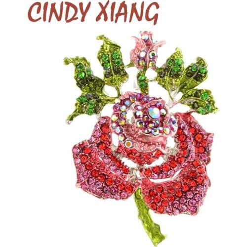 CINDY XIANG Big Flower Crystal Brooch For Women Fashion Large Plant Flowers Rhinestone Broochrs Bouquet Pins Scarf Clip Jewelry