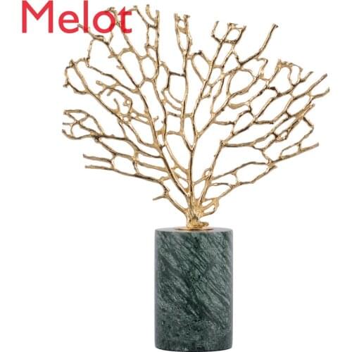 Sample Room Decoration Nordic Mild Luxury Marble Copper Household TV Cabinet Wine Cabinet Decorations Pachira Macrocarpa