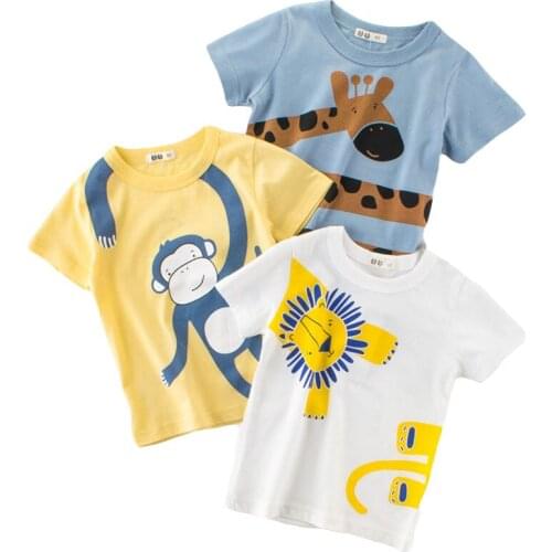 Boy Child T-Shirts Summer Printed Cartoon Short Sleeves Kids Sweatshirt Children Cotton Unisex Clothes Tops Tees Baby Girls