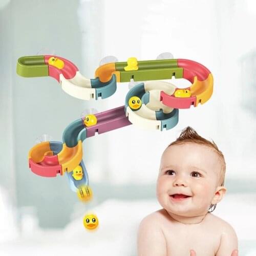 Bath Toys Baby Bathroom Duck DIY Track Bathtub Kids Play Water Games Tool Bathing Shower Wall Suction Set Bath Toy for Children