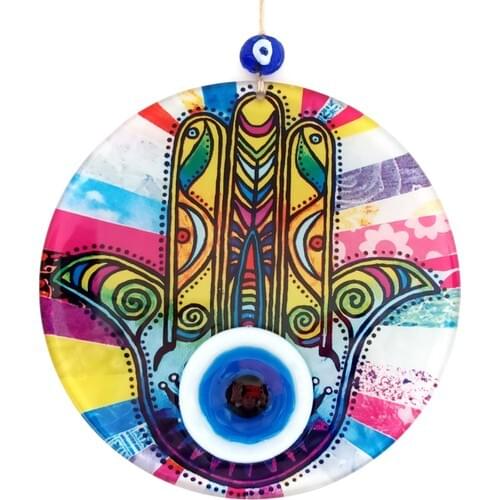 Fatma Main Blessings Hand Evil Eye Beaded Glass Wall Ornament very special decoration for smart consumer