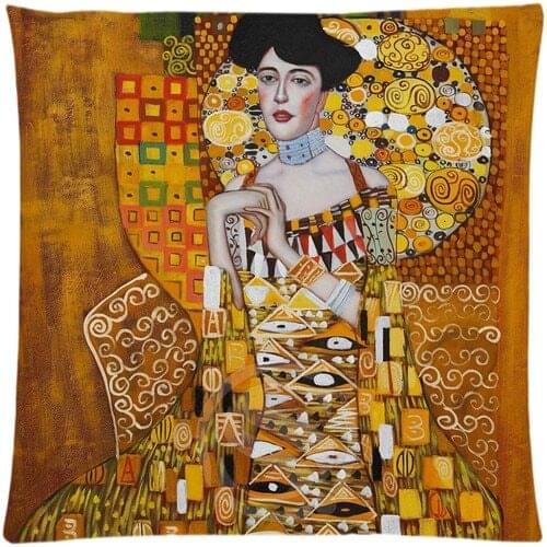 Gustav Klimt The Kiss Custom Zippered Square Pillowcase 35x35cm (One sides) Cushion Pillow Cover Case LU3-350