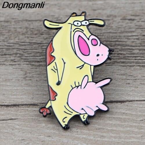 K1269 Cow Funny Pins Enamel Brooches for Women Men Lapel pin Cartoon Metal Badge Collar Jewelry Gifts 1pcs