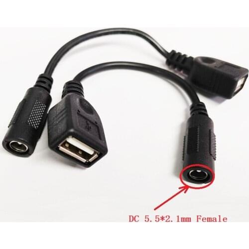 5.5 x 2.1mm DC Female to USB Female Converter cable Cable For Laptop Adapter ,20pcs , Free shipping