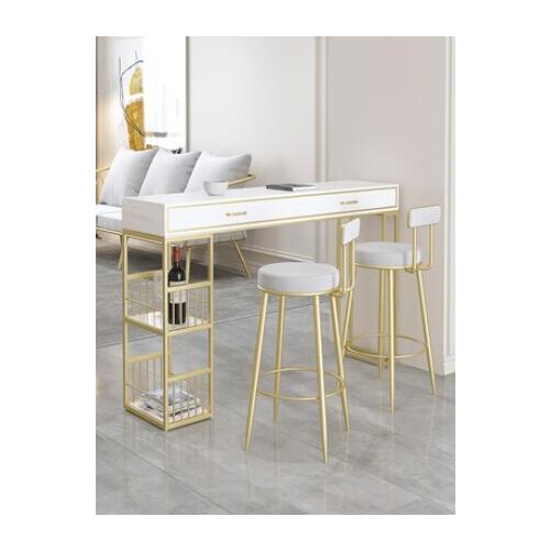 Rock plate bar table drawer household modern kitchen high foot side table integrated wall living room small bar table