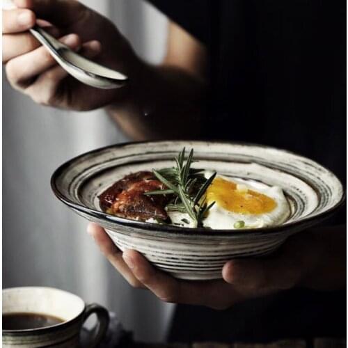 Retro Ceramic Plates Creativity Straw Hat Western Salad Bowl European Relief Decorative Main Course Home Kitchen Tableware