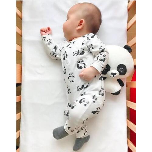 Newborn Baby Boys Rompers Cartoon Panda Print Cotton Long Sleeve Jumpsuit Autumn Infant Toddler Clothes Pajamas