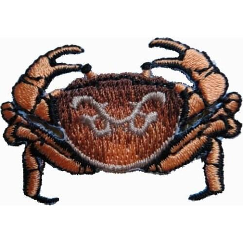 Custom Crab Embroidered Patches Heat Cut Border with Iron On Backing Welcome Customer Design MOQ 50pcs free shipping