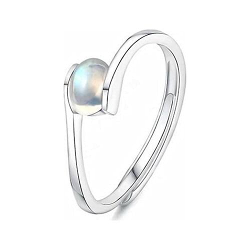 Simple Open 925 Sterling Silver Rings With Natural Moonstone Fine Gemstone Anillos For Women Party Wedding Engagement Jewelry