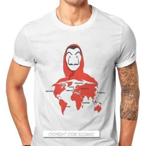 Map Fashion TShirts Money Heist The House Of Paper Professor Tokyo Male Harajuku Pure Cotton Tops T Shirt O Neck Big Size