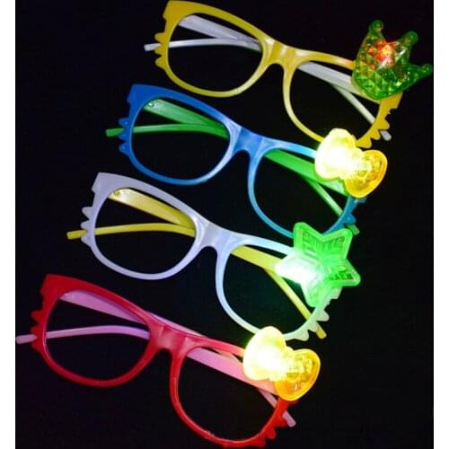 Cartoon LED Flashing Glasses Frame Glowing Eye Glasses Light Up Kids Toys Glow Party Decoration Supplies Christmas