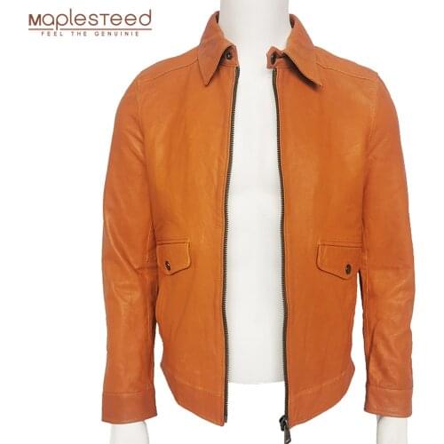 Super 100% Tanned Sheepskin Men Leather Jacket Thin Soft Slim Fit Genuine Leather Jackets Men Coat Autumn Spring Clothing M504