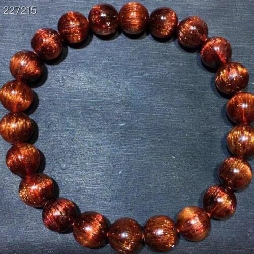 9.2mm Genuine Natural Copper Rutilated Quartz Stretch Clear Round Beads Bracelet Rare Cat Eye Genuine AAAAAA