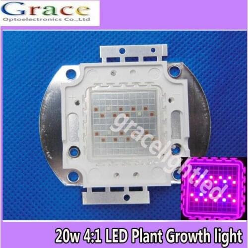 Newest 20W High power LED Plant Grow Lamp Light Deep Red & Blue 4:1 (660nm &460nm) DC 24-26V For DIY